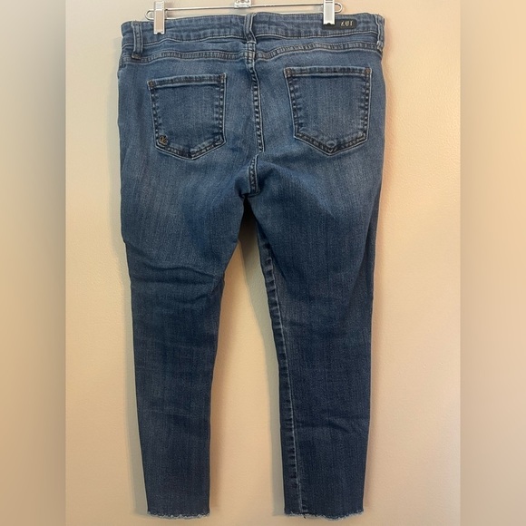 KUT From The Kloth Frayed Hem Crop Straight Leg Mid Rise Jean Indigo Size 8P - Picture 2 of 15